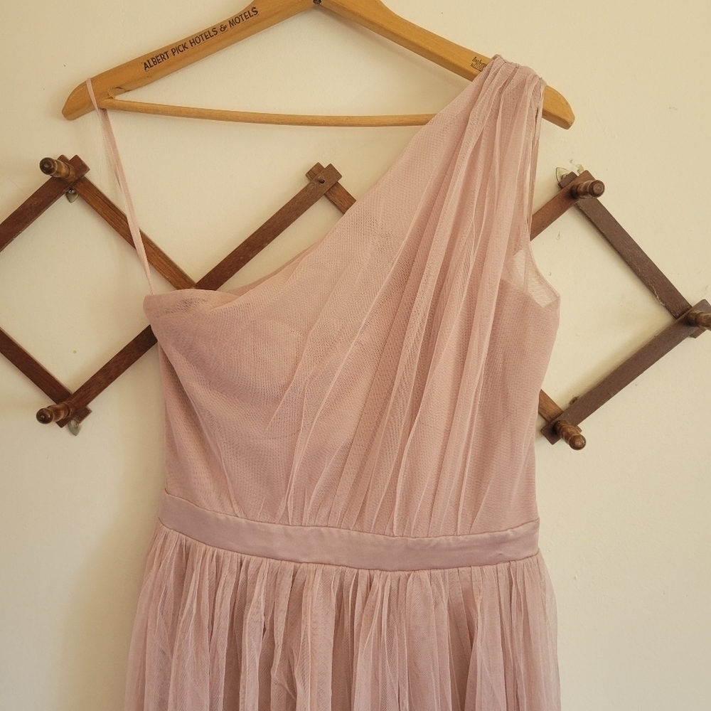 NWT Anaya Maxi Dress Lined Mesh Pink Assymetrical Bridesmaid Formal Small 4 - Picture 4 of 14